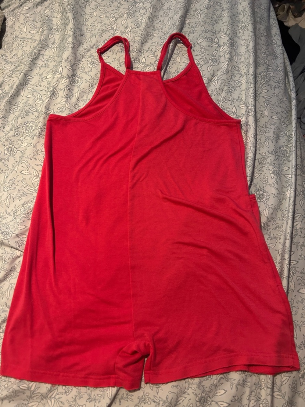 Hot Pink  Sleeveless Knit Romper with Side Pocket - Picture 6 of 8